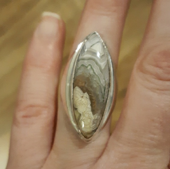 New Men's Crazy Lace Agate 925 Silver Ring. - Picture 2 of 8